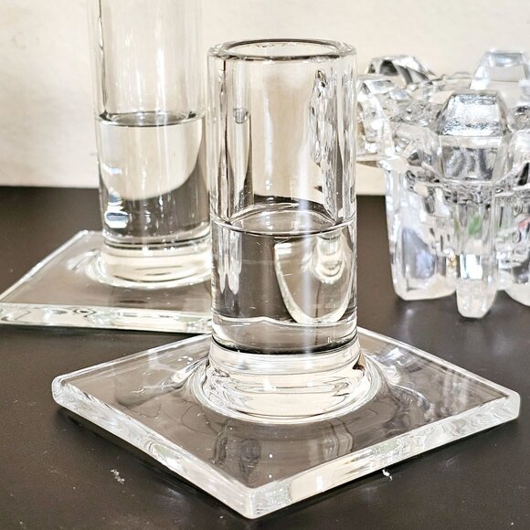 vtg assorted crystal candle holders lot/5 votive taper glass holders wedding dec - Picture 6 of 7